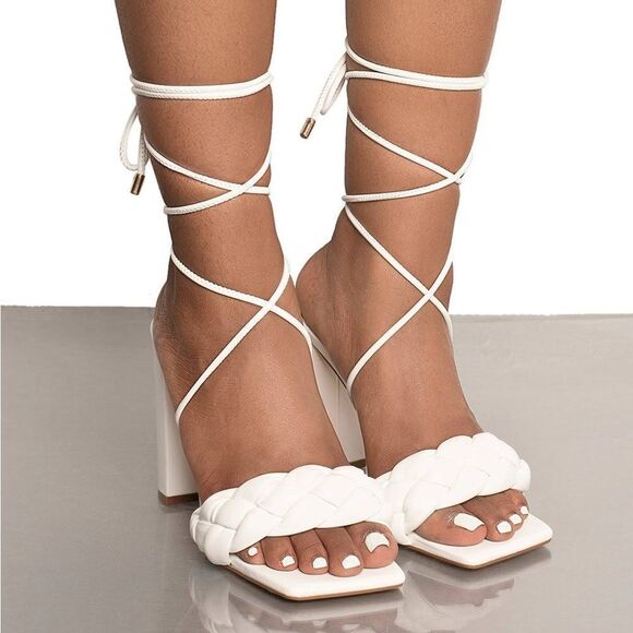 Shoe Limitless Shoes - RARE Mable Lace Up Heel in white Size 8.5